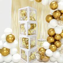 Decoraciones de globos y cajas para graduación 2025, 4 piezas de cajas de globos negras para fiesta de graduación con letras "GARD", "Clase de 2025", "DE LA CLASE", pequeños gorros, decoraciones para felicitaciones a los graduados de 2025 - Multicolor - Ver 12