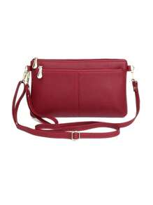 1pc Women's Fashion Crossbody Bag, Dual Zipper Handbag, Square Coin & Phone Wrist Wallet, Small Zipper Crossbody Bag, Dual-Layer Handbag, Elegant Crossbody Bag, Simple Zipper Square Bag, Fashion Clutch Purse, Middle-Aged Dual Use Shoulder Bag, Women Wallet, Women Clutch, Mother's Day Gift For Mom