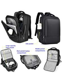 Sac à dos pour ordinateur portable professionnel de 15,6 pouces, sac à dos pour ordinateur portable en PU, sac à dos pour ordinateur portable de voyage, sac à dos de cabine, sac à dos pour ordinateur portable extensible pour hommes, sac à dos pour le collège