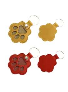Customized Pet Hair Commemorative Dog Paw Keychain Leather Palm Print Cat Paw Cartoon Keychain Pendant