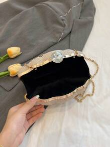 Bolso de mano de fiesta decorado con rhinestones de lujo, bolso de hombro cruzado brillante, diseño único de bolso de noche con clip, adecuado para fiestas, bodas, bailes