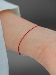 BALMORA 1条925纯银复古简约优雅红色绳项链，适合女性日常佩戴，可作为友谊饰品或礼物。 - 金色 - 查看 2