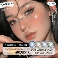 FUNSACHY MARGARET系列大直径自然隐形眼镜棕色/灰色镜片年度隐形眼镜,眼部美容化妆 - 年拋 - 查看 4