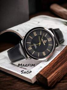Pallyjane Men's Watch Elegant Business Waterproof Leather Strap - màu đen - Xem 4