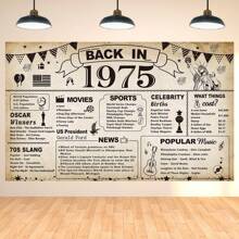 1pc 50th Birthday Party Decorations, Retro Back To 1975 Banner 50th Birthday Party Poster Supplies Vintage 1975 Backdrop Photography Backdrop Men And Women 50th Party Decorations