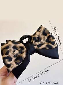 1pc Women's Double Layered Bow Hair Clip, Leopard Print & Hair Claw, Vintage Elegant Style For Ponytail/Bun Hair Clips Hair Jaw Clip Hair Clamps Hair Clutch Hair Catcher Clip, Claw Clip