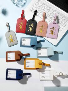 1pc PU Leather Personalized Luggage Tag, Suitable For Daily Travel, Outdoor, Business Trip, Simple Map Design With Hot Stamping, Travel Accessory,All-Purpose,Large Capacity,Versatile,Multifunction,Colorful,Cute,Adorable,Contracted,Funny,Kawaii,Y2K,Minimalist,Commuting,Business Casual,Basics,Custom,Personalized,Unique,Customized,Ideal Gifts For Him,Ideal Gifts For Her,Her,Family,Friends,Girlfriend,For Anniversaries,For Birthdays,For Holiday/ Vacation,For Outdoors/Outings/Travel/Hiking/Stadium/Sports/Climbing,For Business/Commute/Work/Office,Customized Luggage Tag,Easy Comfort - Multicolor - View 3