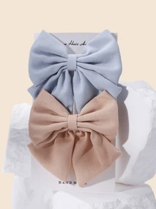 1/2pcs Satin & Chiffon Bow Hair Clips, New Candy Color Large Barrettes, College Style, No Card Paper, Suitable For Daily Use - 彩色 - 查看 20
