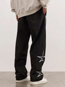 Tween Boys Non-Fleece Casual Elastic Waist Drawstring Cargo Pants, Spring, Autumn & Summer - Black - View 2