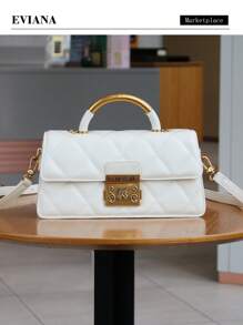 Bolso de mano de mujer 2025 de rejilla de ratán con diseño romboidal, bolso de tote versátil y elegante, bolso cruzado cuadrado exquisito, bolso de hombro minimalista - Multicolor - Ver 9