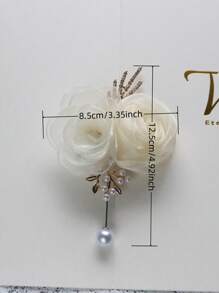 1pc French Beige Rose Bud Alloy High-End Brooch, Suitable For Wedding Decoration, Party, Banquet, Wedding Accessories Valentine's Day Accessories