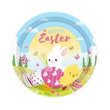 Set desechable de vajilla con temática de conejitos de pascua para fiestas de primavera - 10/20/80 piezas incluyendo vasos de papel, servilletas, platos de papel de 7/9 pulgadas, apto para fiestas de cumpleaños, reuniones familiares, reuniones de clase, picnics al aire libre