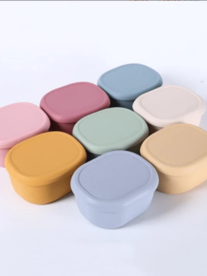 Silicone Food Storage Containers Collapsible Reusable Small Containers With Lids For Christmas Party Snack Camping Lunch Bento Box,Back To School