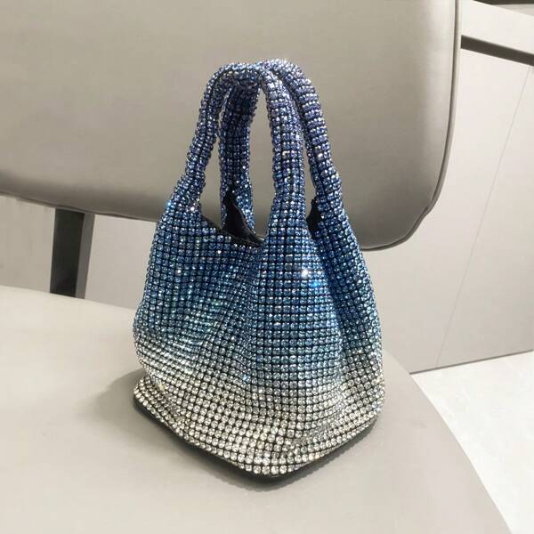 Luxury Designer Shiny Diamond Gradient Color Handbag Shoulder Bag For Parties And Evening Events