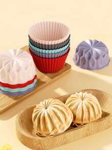 12 Muffin Cupcake Molds, Silicone Molds, Chocolate Molds, Candy - Non-Stick Pans, Patterns And Baking - Crown, Nest, Spiral And Braided Shapes - Perfect Cake, Baking Molds, Kitchen Supplies, Kitchen Accessories (Random Colors)