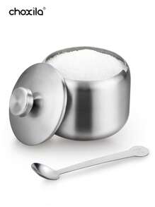 choxila 1 件不锈钢糖罐带勺，咖啡调味料储存罐，家庭厨房用品，用于食品储存和整理 - 調味罐 - 查看 1