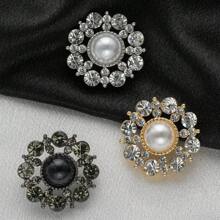4 件/包奢华金属空心仿珍珠水晶纽扣，适用于鞋子、帽子、包包、服装、头饰、围巾、婚礼花束、DIY 珠宝配饰 - 彩色 - 查看 2