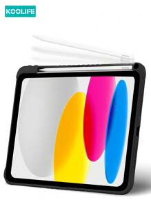 1pc Koolife Transparent Ultra-Thin Protective Case With Stand, Built-In Pen Slot, Full-Body Shockproof, TPU+PC, Compatible With IPad/IPad Pro/Mini/Air/2/5/6