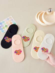 1/3/5/10 Pairs Of Women's Invisible Socks,Short Socks,White Socks,Women Socks,Cute Socks,Girls Socks, Black Socks,Cartoon Details, Guide Rail Breathable Hole Design, Moisture Wicking, Soft And Smooth, Suitable For Various Holidays, Sports, Leisure, Business And Other Daily Wear, Can Be Worn All Year Round, Color Combinations Are Random. - Multicolor - View 6