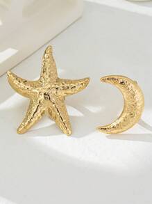 1 pieza Anillo de moda con forma de luna creciente dorada exagerada, apto para fiestas, festivales, celebraciones, Eid Al-Fitr