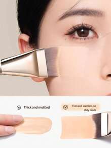 1 pieza Brocha de maquillaje base extra fina y sin descascarillado, de forma de luna creciente plana y afilada para un maquillaje de base perfecto, brocha para correctores