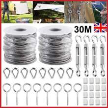 30M Stainless Steel Wire Rope Cable Hooks Hanging Kit Garden Railing Rope Roll - Silver - View 1
