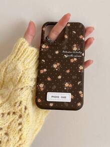 Flower INS Korean Style Floral Printed High-Quality Leather Texture Phone Case, Best Gift For Girlfriend, Friend Or Yourself, Compatible With IPhone 16/15/15Pro/15ProMax/14/13/12/11/XsMAX Series Phone Protector - Brown, Brown, With IP Leather Label - View 5