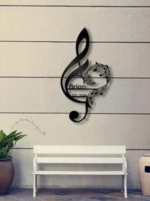 A Piece Of Wrought Iron Customizable Metal Note Wall Decor Art Logo Personalized Name Treble Clef Design Bedroom Studio Kitchen Indoor And Outdoor Art Home Decor No Electricity Multifunctional Wall Hangings Perfect For Christmas Halloween Easter Thanksgiving Gifts Birthday Graduation