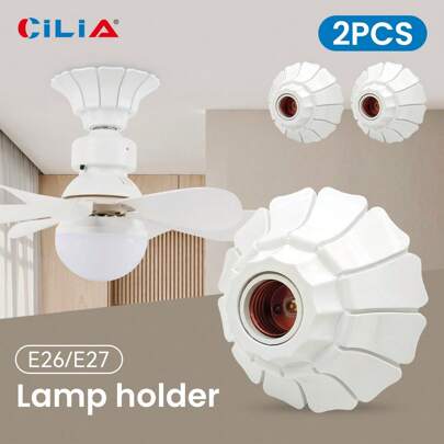 CILIA 2 piezas Juego de Portalámparas E26/E27, Base de Casquillo con Forma de Pétalo, Portalámparas, Para Hogar, Oficina e Industria, Blanco/Negro