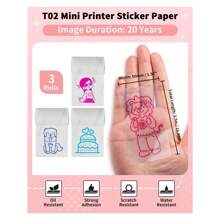 Color Text Transparent Thermal Paper, Rose Red/Lake Green/Nave Blue Text, Sticker Paper 50mm, Compatible With Phomemo M02/M02S/M02 PRO/M04S/M04AS Mini Thermal Printer, Black/Color Text