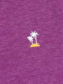 Set casual de 2 piezas: Camiseta de tirantes con estampado de árbol y pantalones cortos hawaianos de cintura elástica para niños