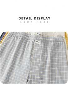 3pcs Men's Underwear Men Boxer Briefs,Soft Comfortable Plaid Design Loose Boxer Shorts