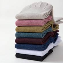 1 Pair Women's Solid Color Moisture-Wicking, Odor-Resistant Mid-Calf Five-Toe Socks, Suitable For Daily Use, Fall - Multicolor - View 5