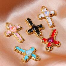 10pcs Heart Cross Stud Earrings, Fashion Versatile Charming Elegant Niche Earrings - 10pcs - View 5