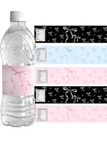 10/20pcs Pink Blue Black Bow Water Bottle Labels Bowknot Theme Party Water Bottle Wraps Bachelorette Wedding Party Decorations