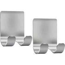 2pcs Strong Stainless Steel Adhesive Hook, Stainless Steel Hook, Kitchen Door, Clothes Wall, Clothes Hook, Nail Free