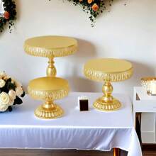 1pcsElegant Iron Circular Cake Stand, High Footed Dessert Display Tray, Suitable For Wedding Decoration And Holiday Use, No Need For Electricity, Wedding Cake Stand | Decorative Tray | Iron Structure