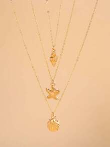 3 Pieces, Vacation Style, Ocean - Themed, Seashell & Starfish Pendant Necklaces For Women, Ideal For Beach Vacations, Poolside Parties, Tropical Getaways And Other Summer Outdoor Events - Multicolor - View 2