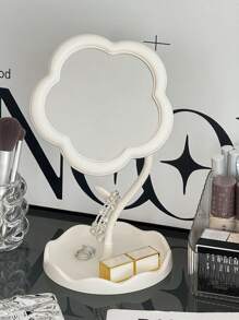 Flower Pattern Makeup Mirror, Cute Tabletop Vanity Mirror For Girls, Portable Makeup Mirror For Dorm, Students,Makeup,Cheap,Room Decor,Vanity,Travel,Bedroom,Makeup Accessories,Mirror,Vanity Mirror