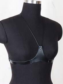 1pc Women's Black Harness Belt PU Leather Sexy Bra Cage Body Harness Strap Underwear Decoration - Black - View 5