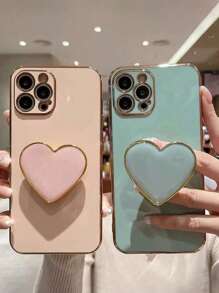 Funda de teléfono elegante de alta gama con chapado en verde menta y forma de corazón 3D compatible con iPhone 16/15/14/13, Pro Max X XR, S25/S24/S23 Ultra Plus, Honor, Red Mi Note, Xiao Mi