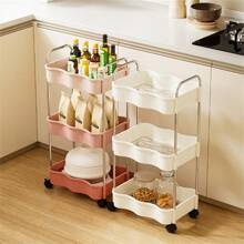 Chariot de rangement ménager multi-couches, support de stockage au sol pour cuisine, chambre à coucher, salle de bain, avec roulettes