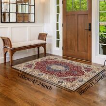 1pc Classic Style Retro Area Rug, 700g/Sqm Crystal Velvet, 5mm Thickness, Washable Non-Fading Carpet, Slip-Resistant, Suitable For Holidays And Any Space Including Hotel, Office, Sofa, Bedside, Kitchen, Laundry Room, Hallway, Porch, Entryway And Stairs Mother's Day