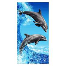 1pc Extra Large Ultra Soft Microfiber Beach Towel With Vibrant Dolphin And Fish Design - Quick Dry, Super Absorbent, Wind And Sun Resistant - Ideal For Men, Women, Teenagers - Perfect For Beach, Travel, Camping, And Vacation