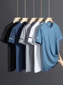 Sports&Outdoor T-Shirts Men Outdoor Apparel Spring And Summer Clothing Active Tops Short Sleeve Daily&Casusl Running&Workout Comfortable Loose Tennis & Golf Hockey Equestrian - Grey - View 6