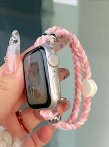 1pc Cute Cartoon Knitted Elastic Strap Band, Compatible With Apple Watch Series 10/9/8/7/6/SE, Slim Style (Watch Not Included)