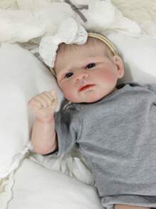 Poupée bébé Loulou réaliste de 15,6 pouces avec corps en tissu (sexe neutre). Poupée réincarné avec peinture 3D douce de nouveau-né (avec biberon, couche, certificat de naissance). Cadeau d'anniversaire, de Noël, de Pâques, d'Halloween ou de Thanksgiving