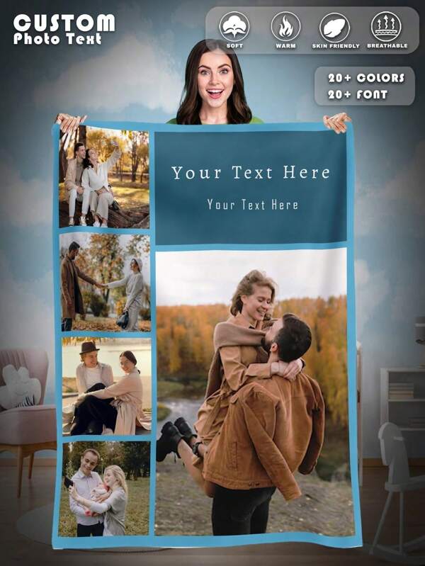11 piezas Manta personalizada con foto, Manta de foto personalizada, Manta de recuerdos personalizados con foto, Manta para usar en cama/sofá/interior/exterior, Regalo de Navidad personalizado, Regalo de amigos, Regalo familiar, Regalo de cumpleaños, Regalo de boda