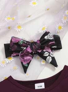 3Pcs Baby Girl Clothes,Solid Color Long Sleeves Ruffle Top+ Floral Pants +Floral Headband