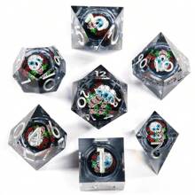 Set de 7 dados de resina con bordes afilados de temática de esqueletos de D&D para juegos de rol, juegos de dados - Regalo